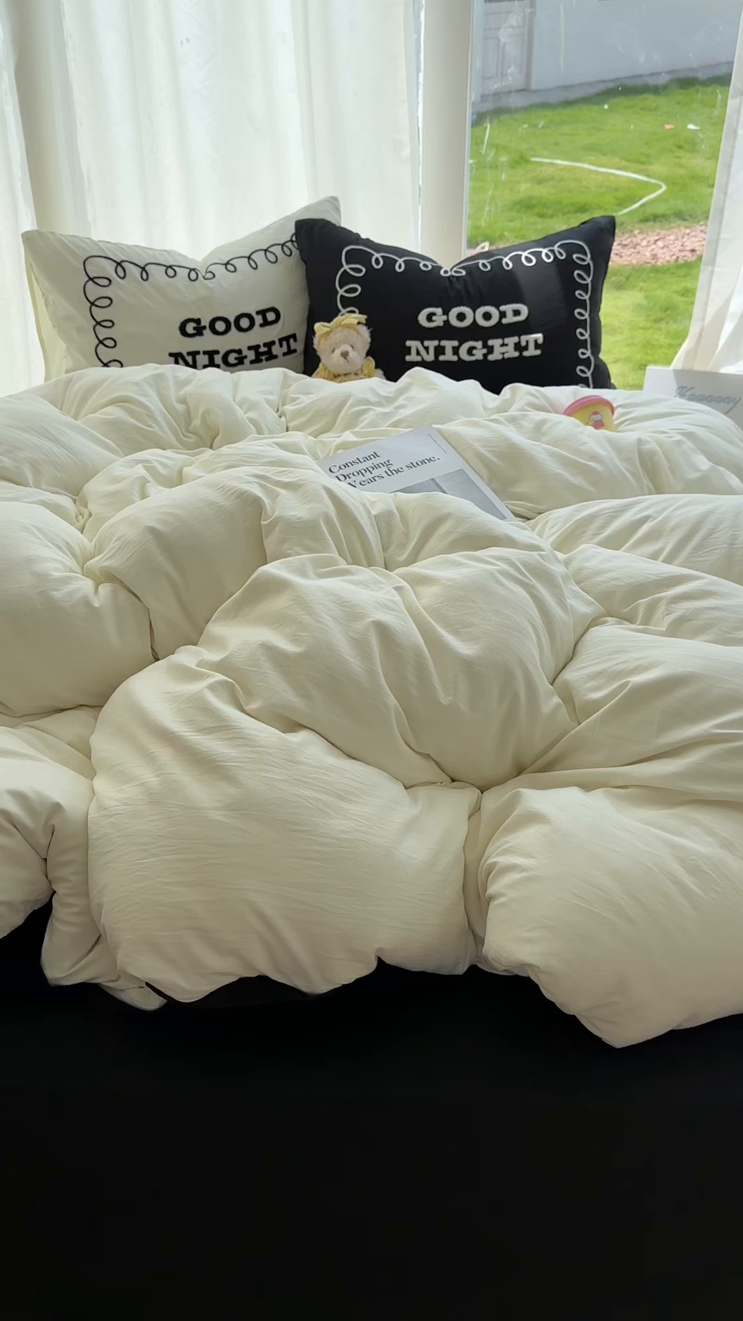 91家纺网 家纺一手货源 找家纺 花伞家居 2025新款毛巾绣水洗棉小红书风四件套（提供买家秀） 晚安米黄