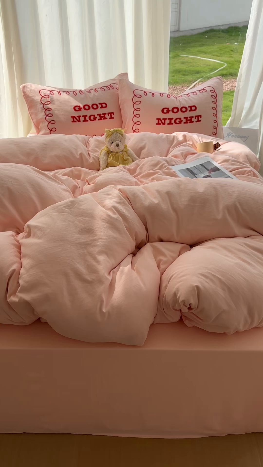 91家纺网 家纺一手货源 找家纺 花伞家居 2025新款毛巾绣水洗棉小红书风四件套（提供买家秀） 晚安玉