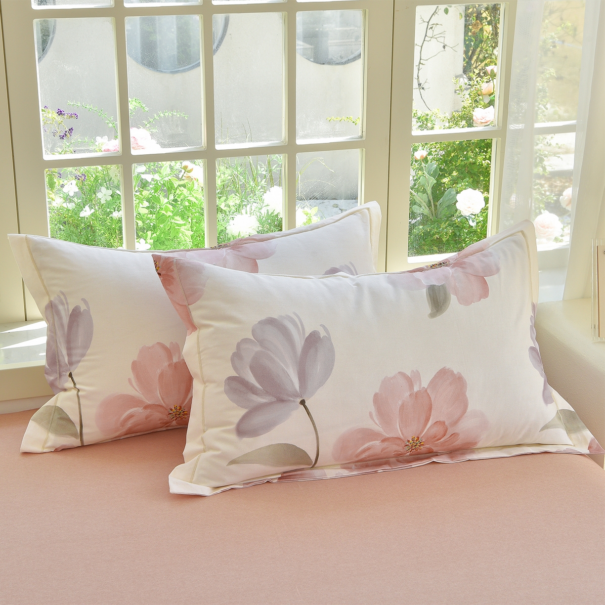 91家纺网 家纺一手货源 找家纺 董成龙家纺 2025新款全棉磨毛数码印花四件套 茶言妙语-桔