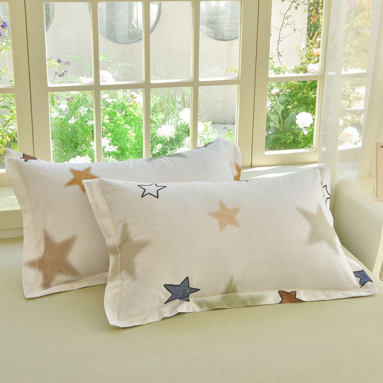 91家纺网 家纺一手货源 找家纺 董成龙家纺 2025新款全棉磨毛数码印花四件套 星采-绿