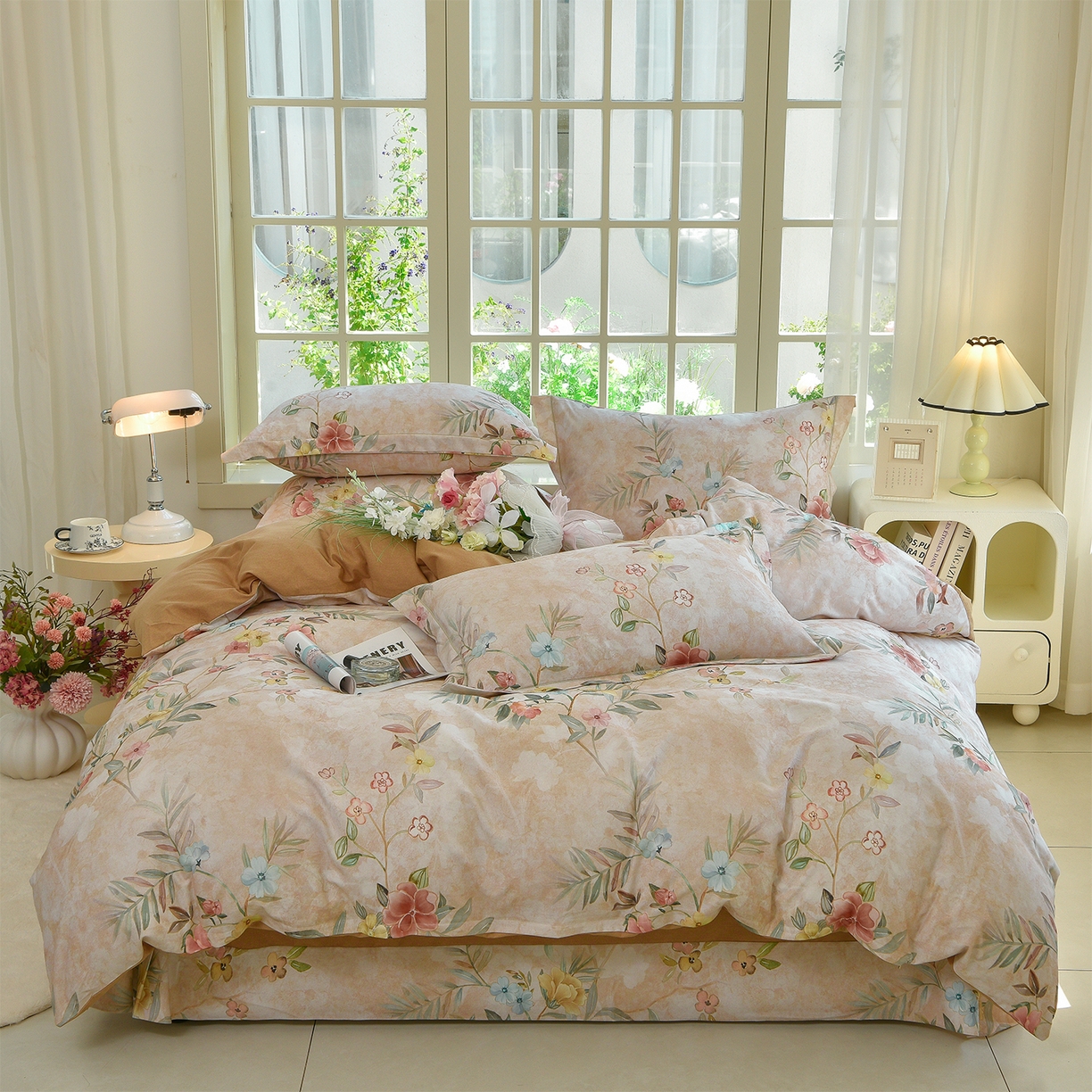 董成龙家纺 2025新款全棉磨毛数码印花四件套 美伊-咖