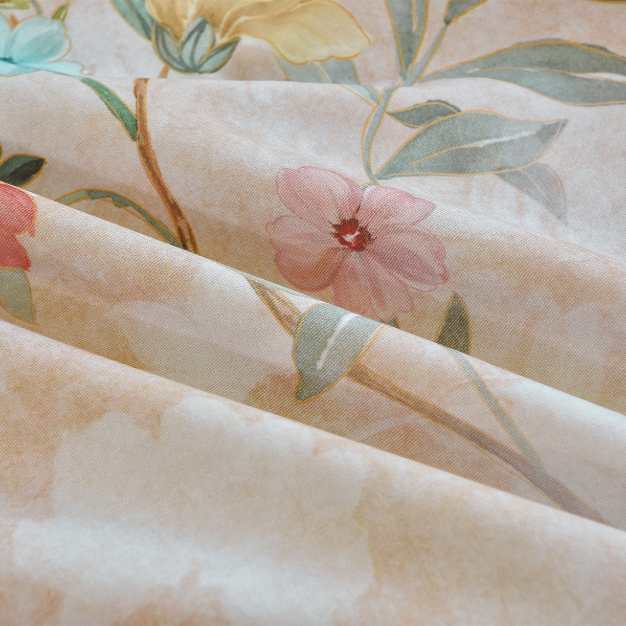 91家纺网 家纺一手货源 找家纺 董成龙家纺 2025新款全棉磨毛数码印花四件套 美伊-咖