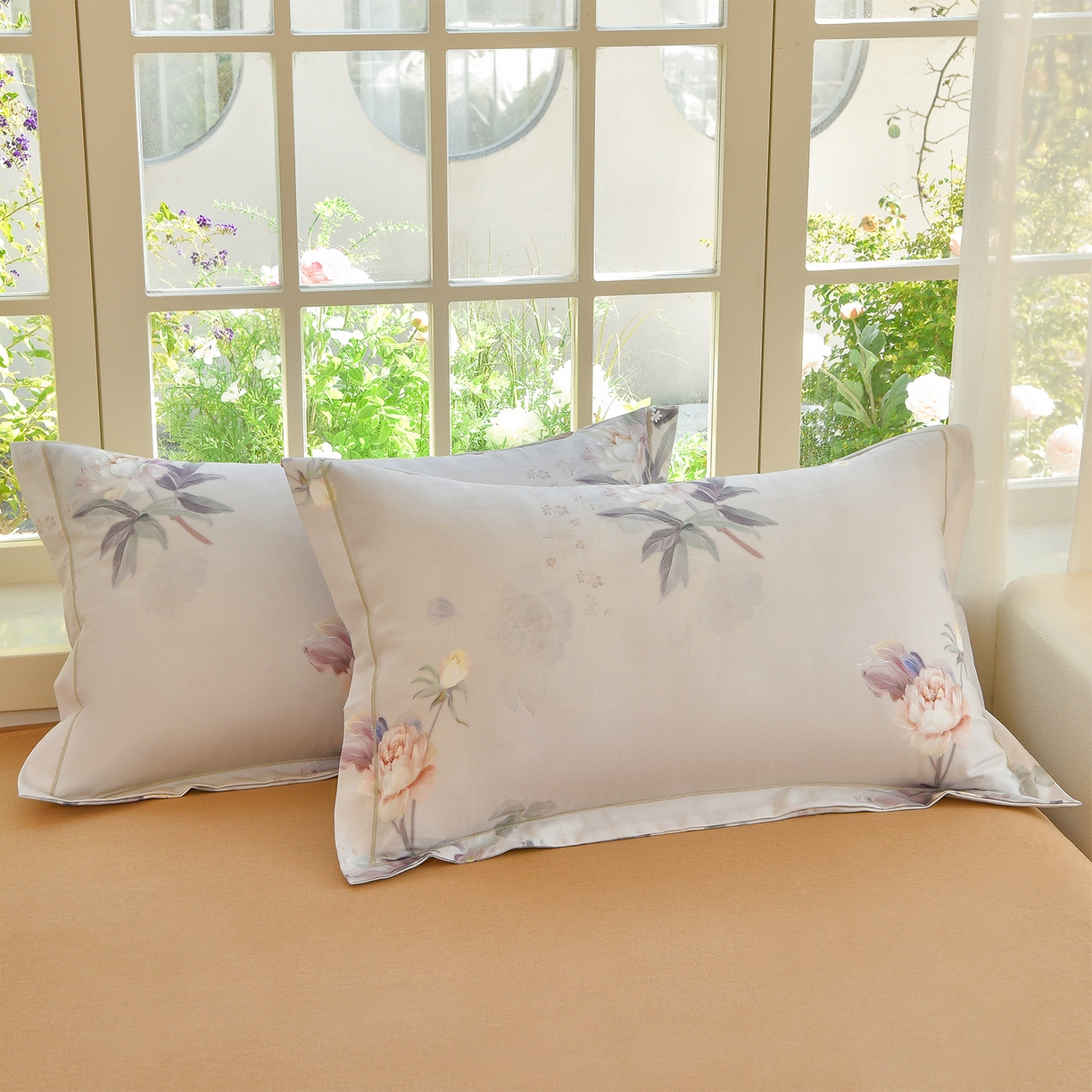 91家纺网 家纺一手货源 找家纺 董成龙家纺 2025新款全棉磨毛数码印花四件套 一朵芜-米