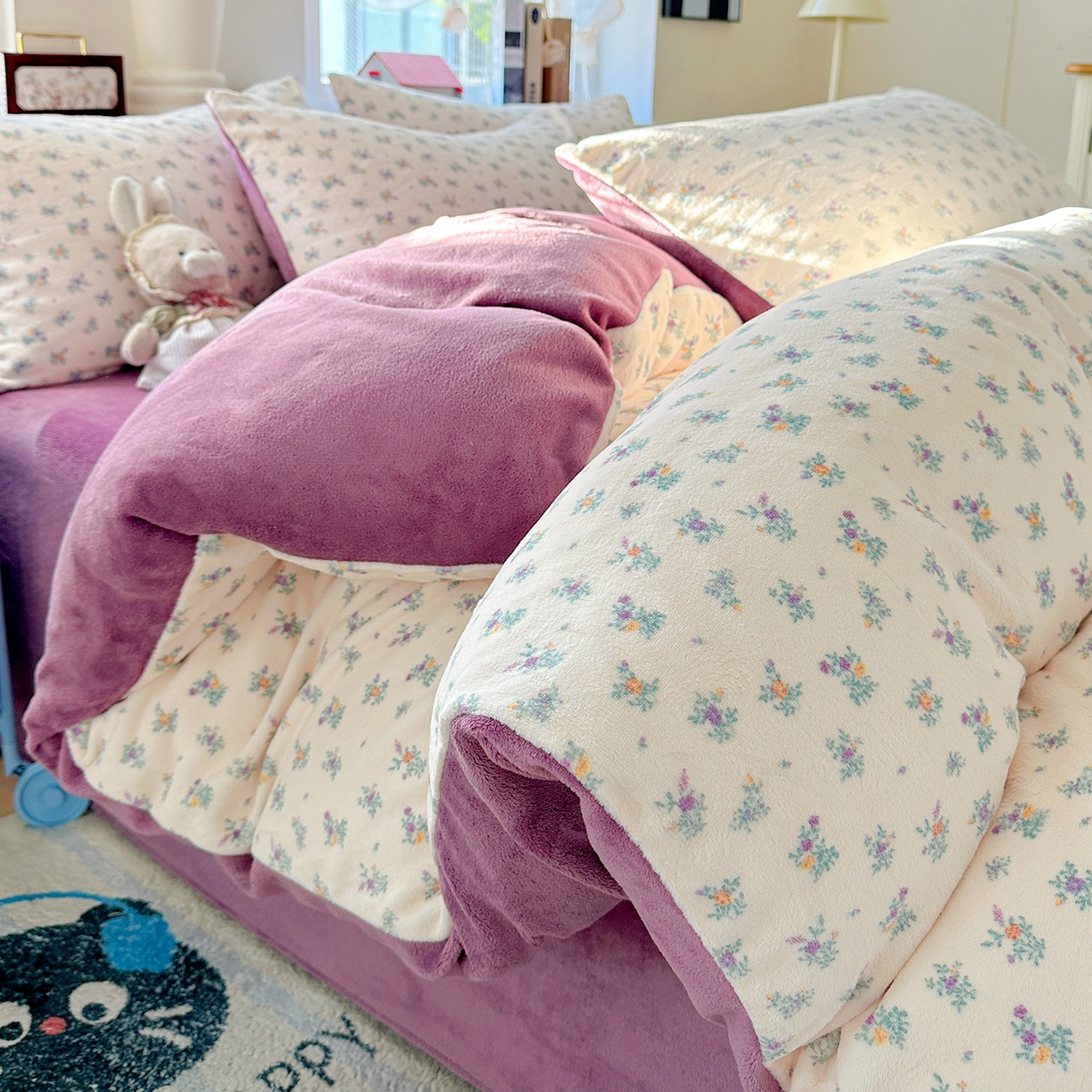 水木坊 2025新款A加厚牛奶绒印花四件套-含买家秀 繁华似梦