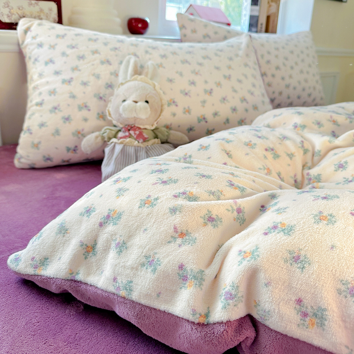 91家纺网 家纺一手货源 找家纺 水木坊 2025新款A加厚牛奶绒印花四件套-含买家秀 繁华似梦