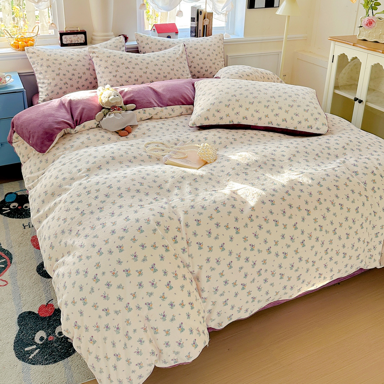 91家纺网 家纺一手货源 找家纺 水木坊 2025新款A加厚牛奶绒印花四件套-含买家秀 繁华似梦