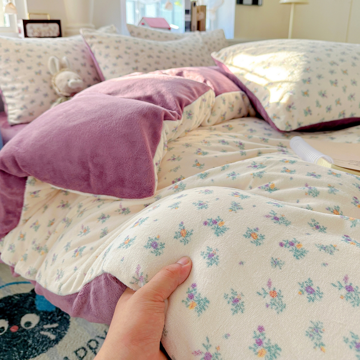 91家纺网 家纺一手货源 找家纺 水木坊 2025新款A加厚牛奶绒印花四件套-含买家秀 繁华似梦