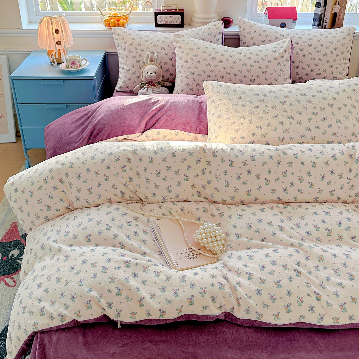 91家纺网 家纺一手货源 找家纺 水木坊 2025新款A加厚牛奶绒印花四件套-含买家秀 繁华似梦