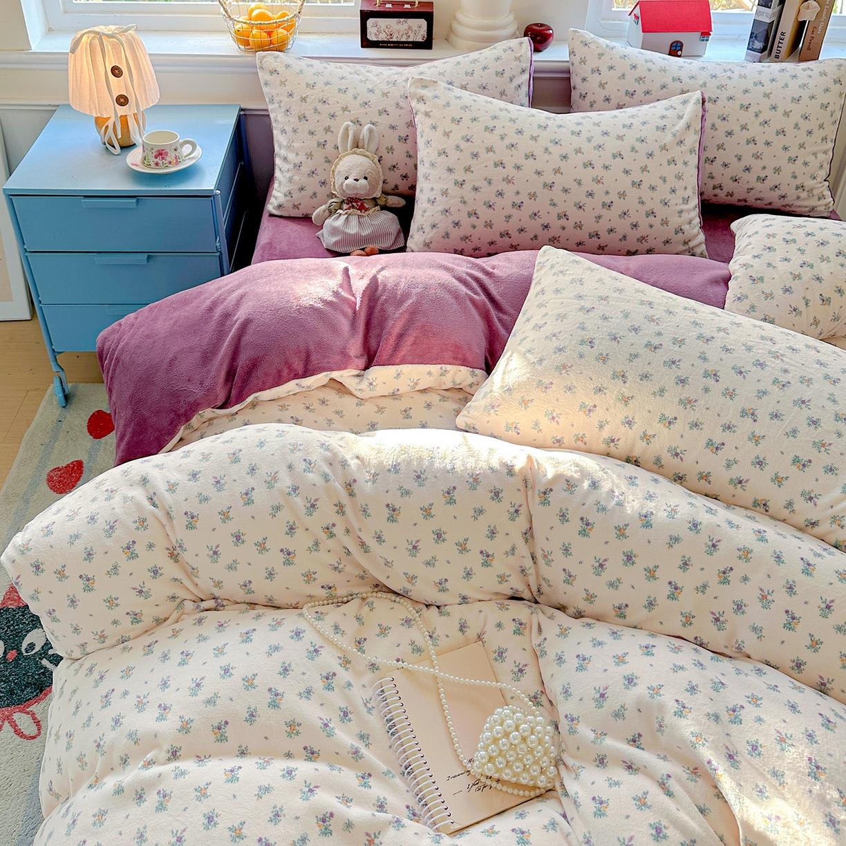 91家纺网 家纺一手货源 找家纺 水木坊 2025新款A加厚牛奶绒印花四件套-含买家秀 繁华似梦