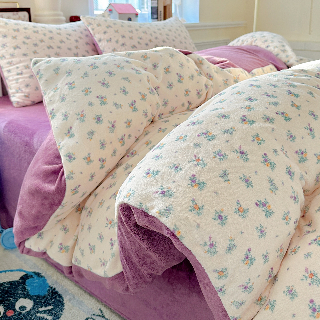 91家纺网 家纺一手货源 找家纺 水木坊 2025新款A加厚牛奶绒印花四件套-含买家秀 繁华似梦