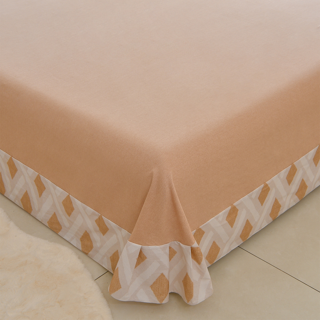 91家纺网 家纺一手货源 找家纺 董成龙家纺 2025新款全棉磨毛数码印花四件套 里域-棕