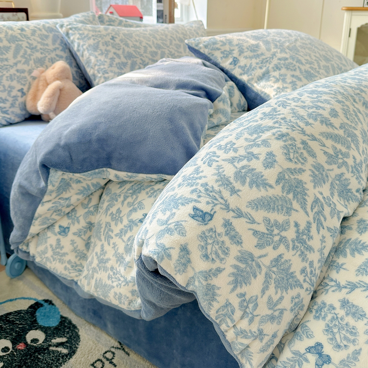 水木坊 2025新款A加厚牛奶绒印花四件套-含买家秀 风沙沙