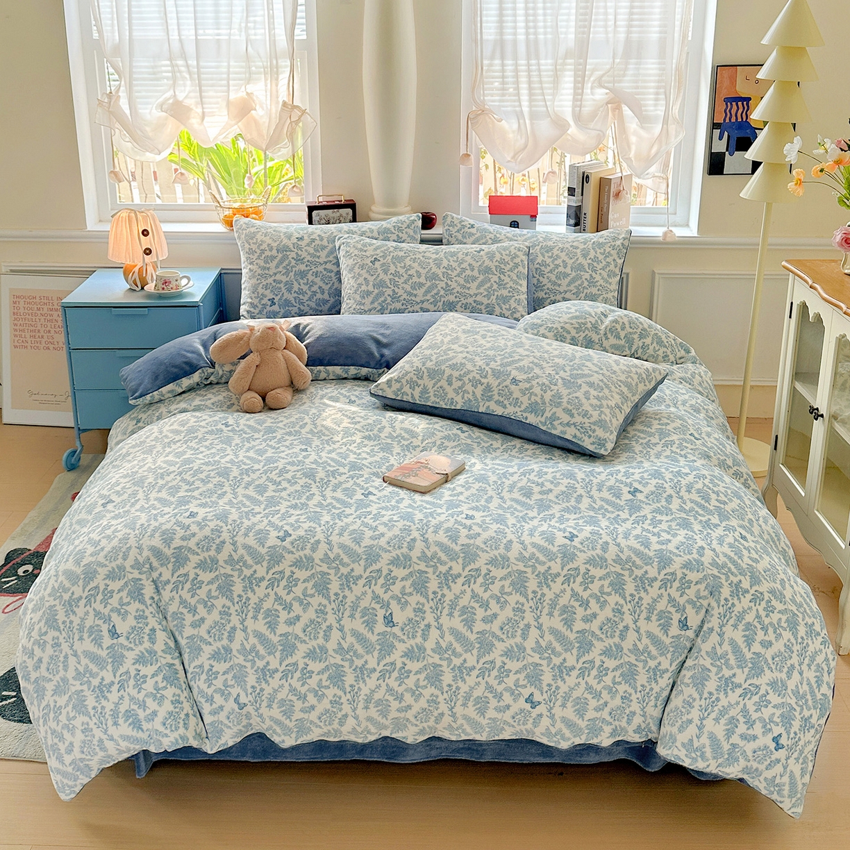 91家纺网 家纺一手货源 找家纺 水木坊 2025新款A加厚牛奶绒印花四件套-含买家秀 风沙沙