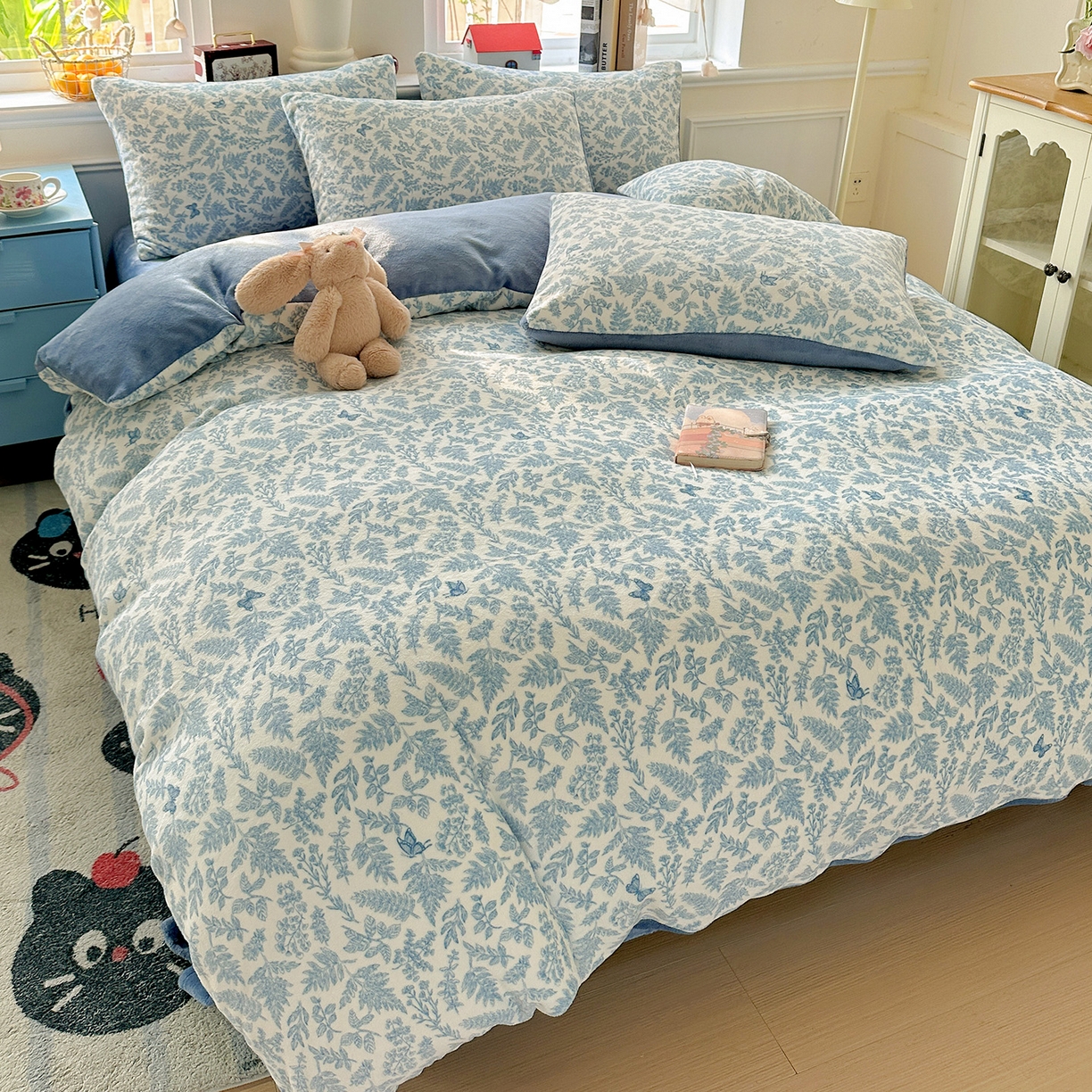 91家纺网 家纺一手货源 找家纺 水木坊 2025新款A加厚牛奶绒印花四件套-含买家秀 风沙沙