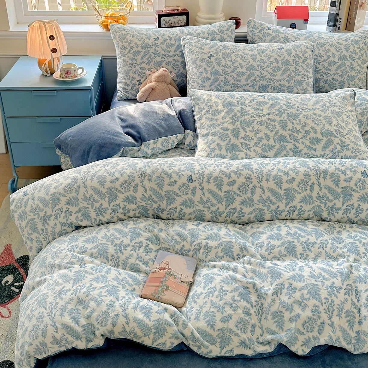 91家纺网 家纺一手货源 找家纺 水木坊 2025新款A加厚牛奶绒印花四件套-含买家秀 风沙沙