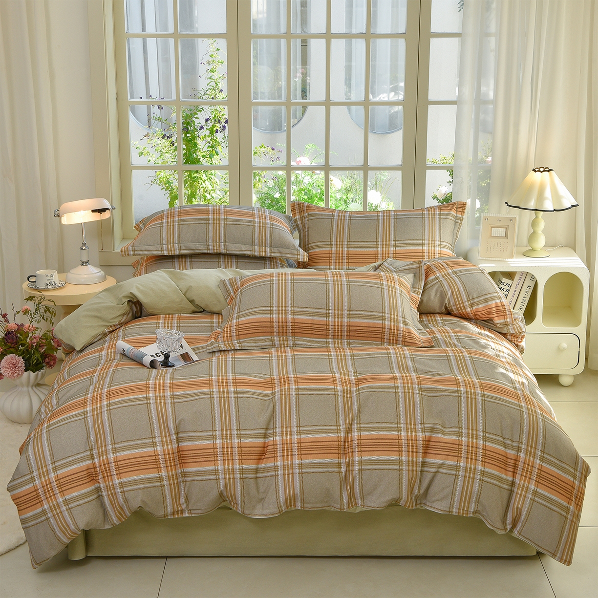 董成龙家纺 2025新款全棉磨毛数码印花四件套 理所-黄