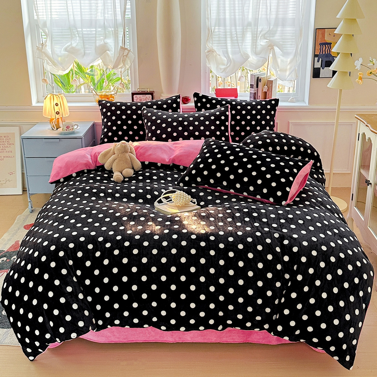 91家纺网 家纺一手货源 找家纺 水木坊 2025新款A加厚牛奶绒印花四件套-含买家秀 黑珍珠