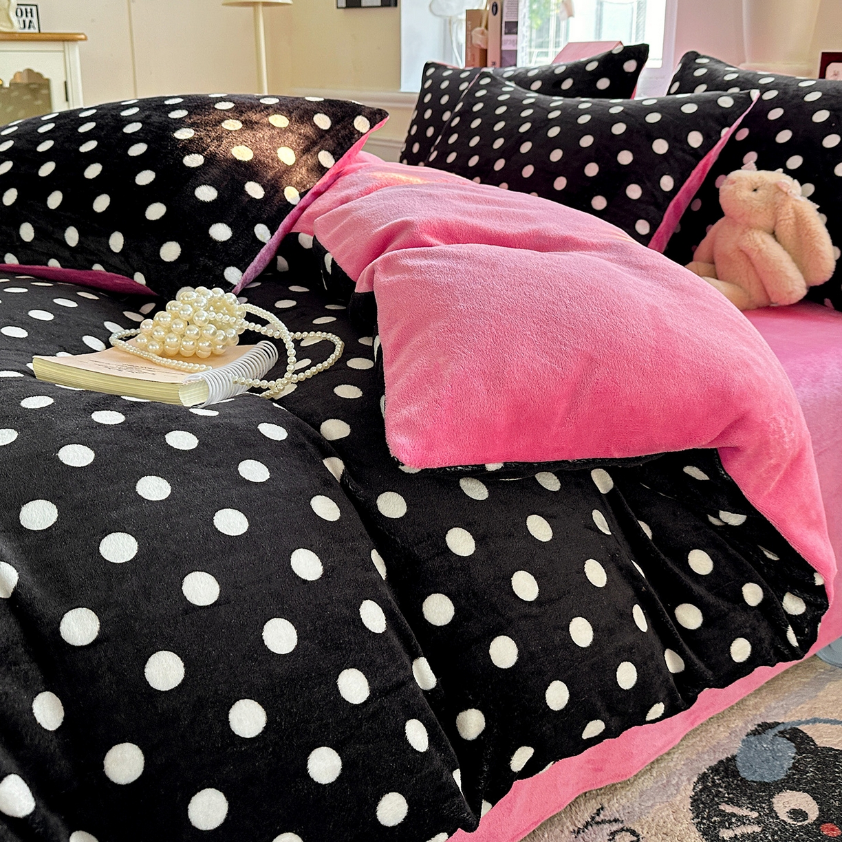 91家纺网 家纺一手货源 找家纺 水木坊 2025新款A加厚牛奶绒印花四件套-含买家秀 黑珍珠