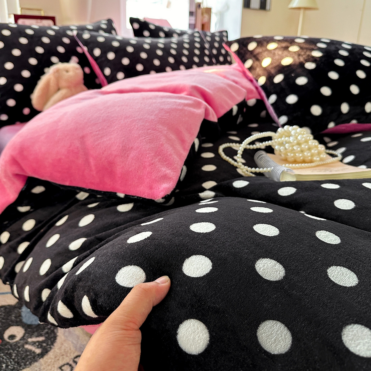 91家纺网 家纺一手货源 找家纺 水木坊 2025新款A加厚牛奶绒印花四件套-含买家秀 黑珍珠