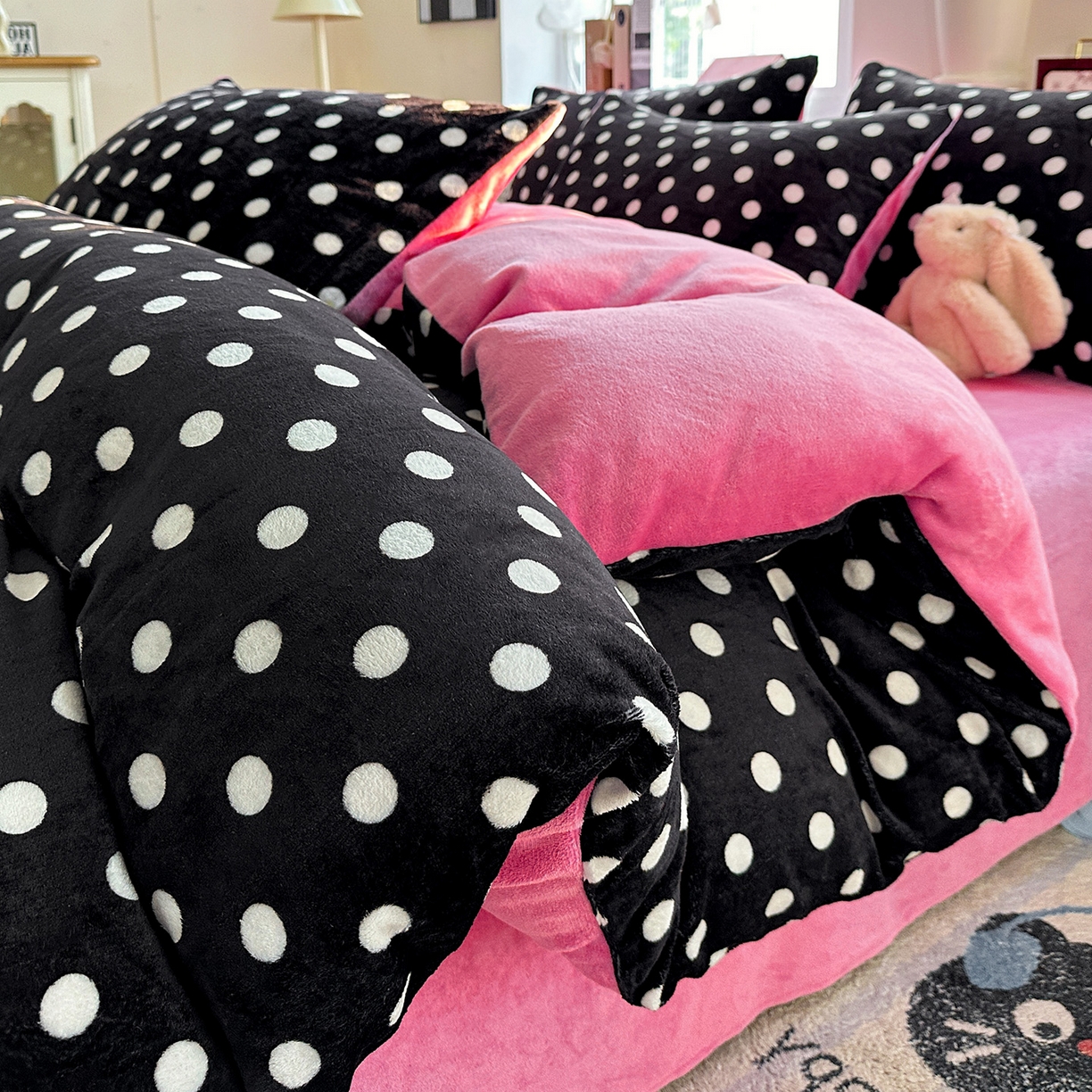 91家纺网 家纺一手货源 找家纺 水木坊 2025新款A加厚牛奶绒印花四件套-含买家秀 黑珍珠