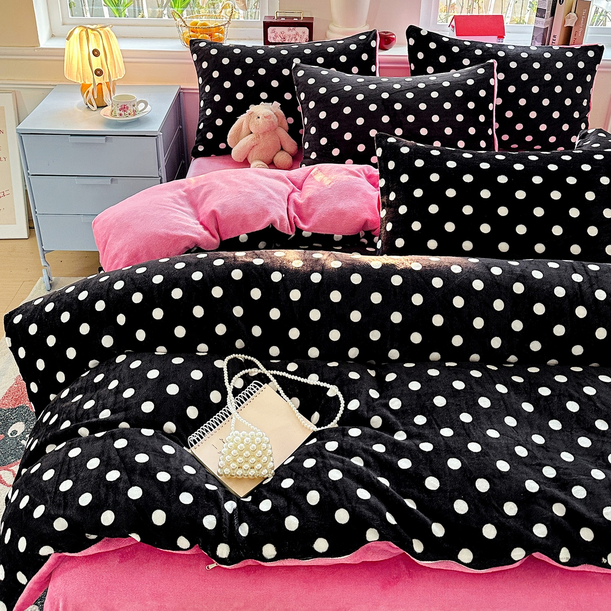 91家纺网 家纺一手货源 找家纺 水木坊 2025新款A加厚牛奶绒印花四件套-含买家秀 黑珍珠