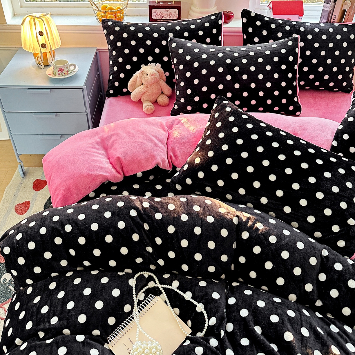 91家纺网 家纺一手货源 找家纺 水木坊 2025新款A加厚牛奶绒印花四件套-含买家秀 黑珍珠