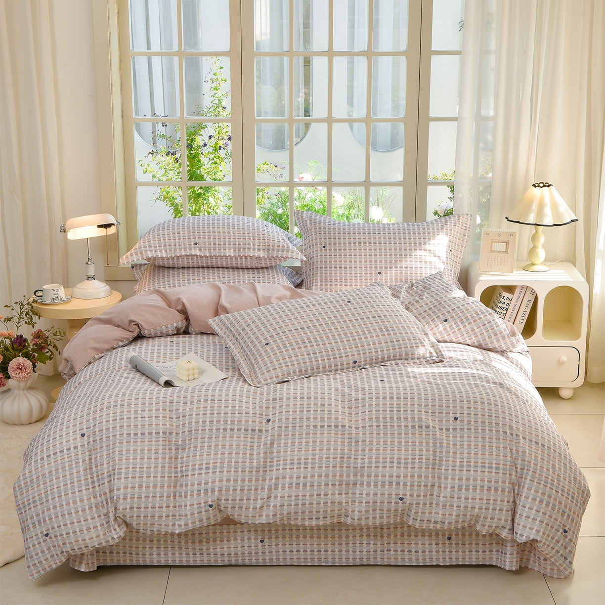 董成龙家纺 2025新款全棉磨毛数码印花四件套 锦知-桔