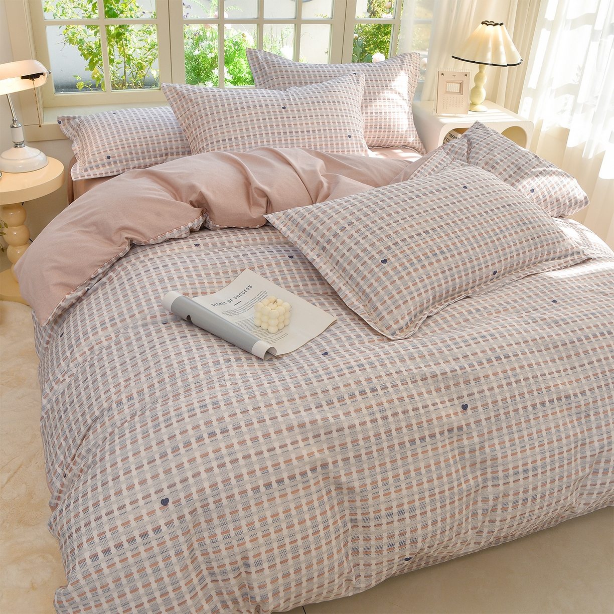 91家纺网 家纺一手货源 找家纺 董成龙家纺 2025新款全棉磨毛数码印花四件套 锦知-桔