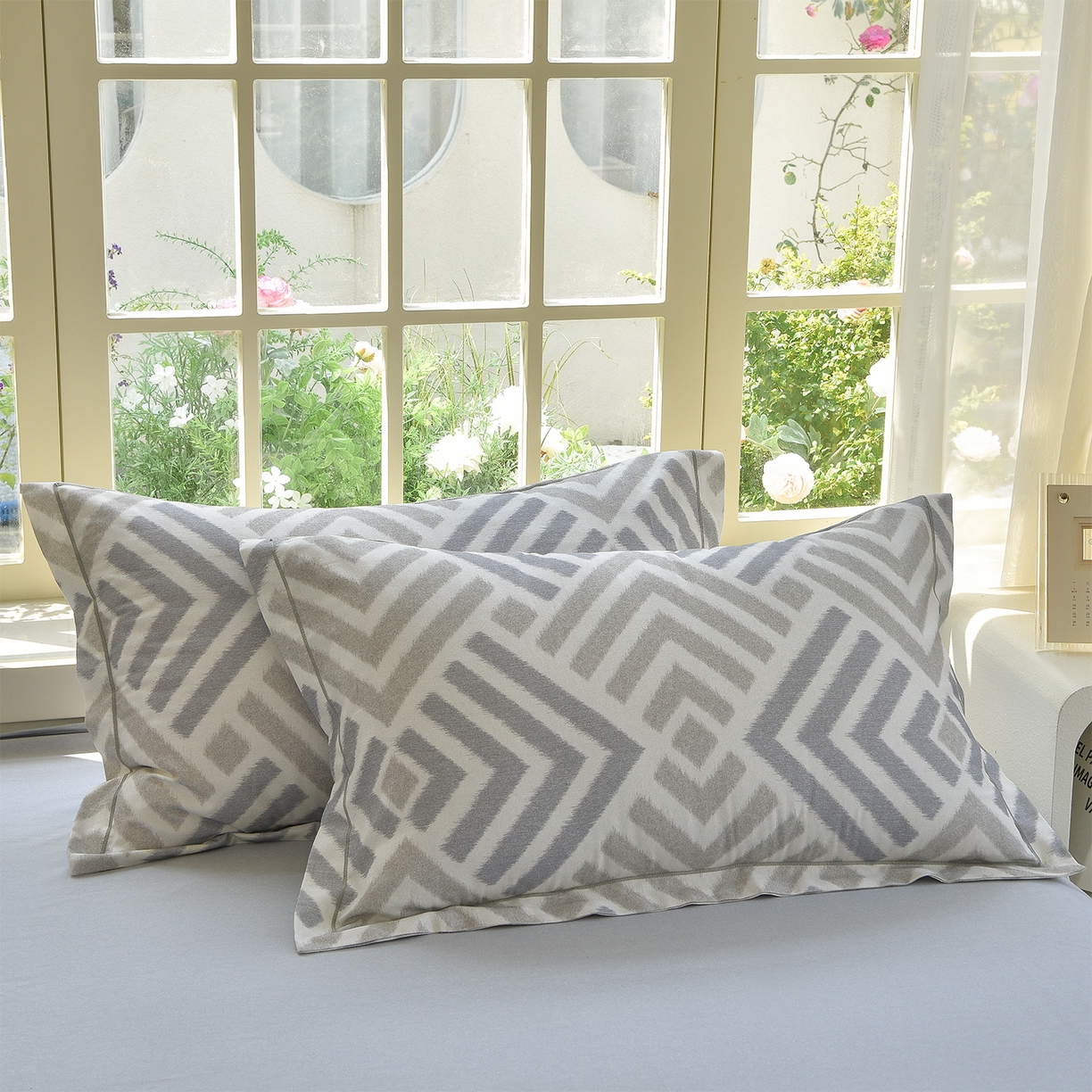 91家纺网 家纺一手货源 找家纺 董成龙家纺 2025新款全棉磨毛数码印花四件套 半舟-灰