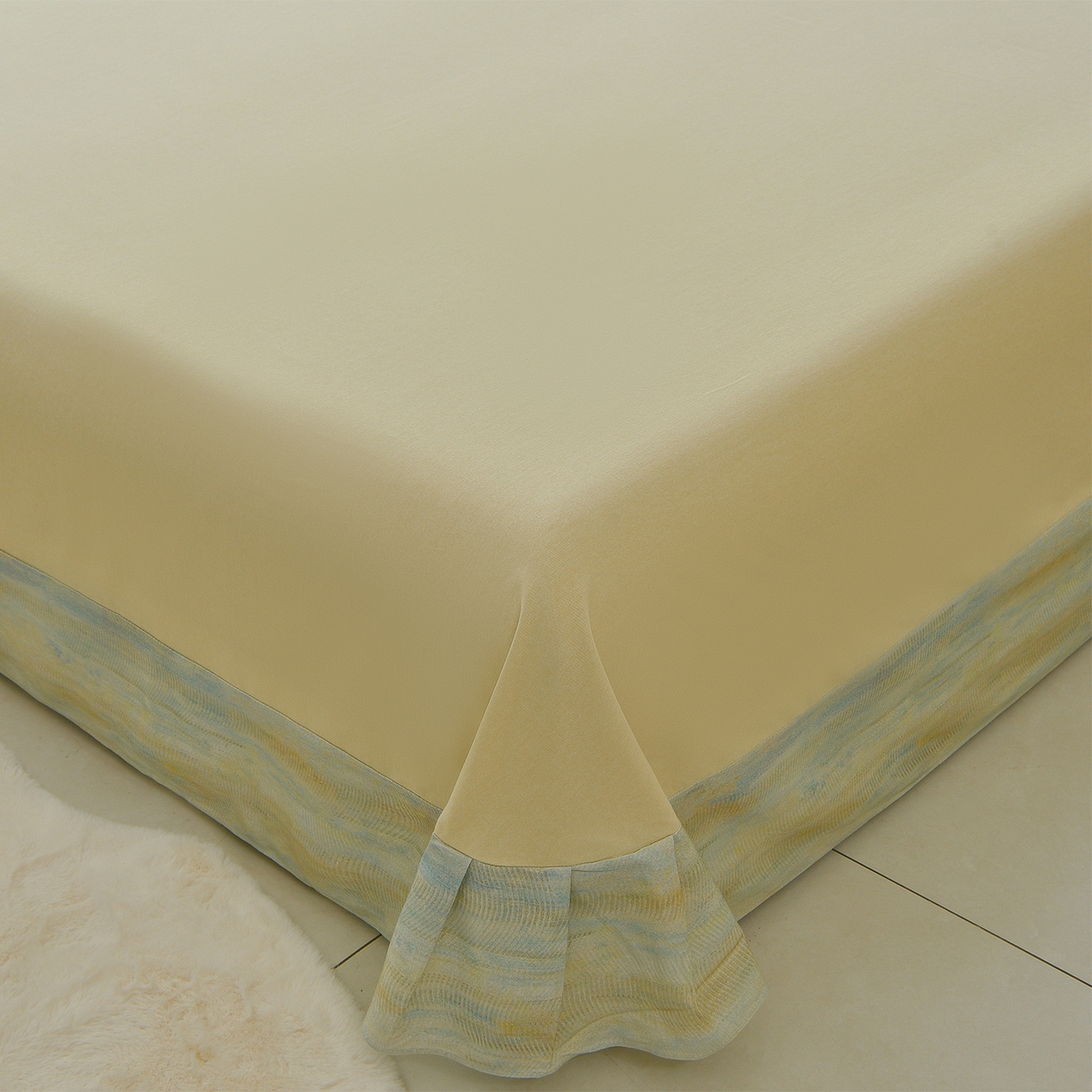 91家纺网 家纺一手货源 找家纺 董成龙家纺 2025新款全棉磨毛数码印花四件套 华尔兹-绿