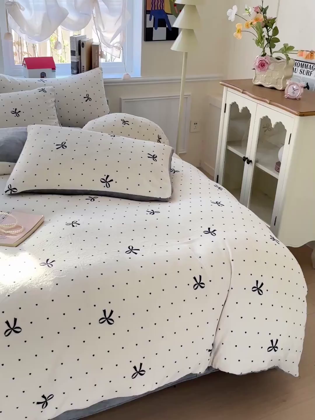 91家纺网 家纺一手货源 找家纺 水木坊 2025新款A加厚牛奶绒印花四件套-含买家秀 蝴蝶点点心