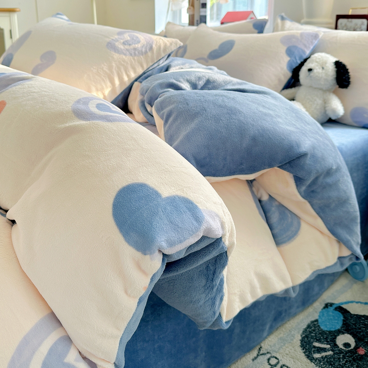 91家纺网 家纺一手货源 找家纺 水木坊 2025新款A加厚牛奶绒印花四件套-含买家秀 蜡笔心