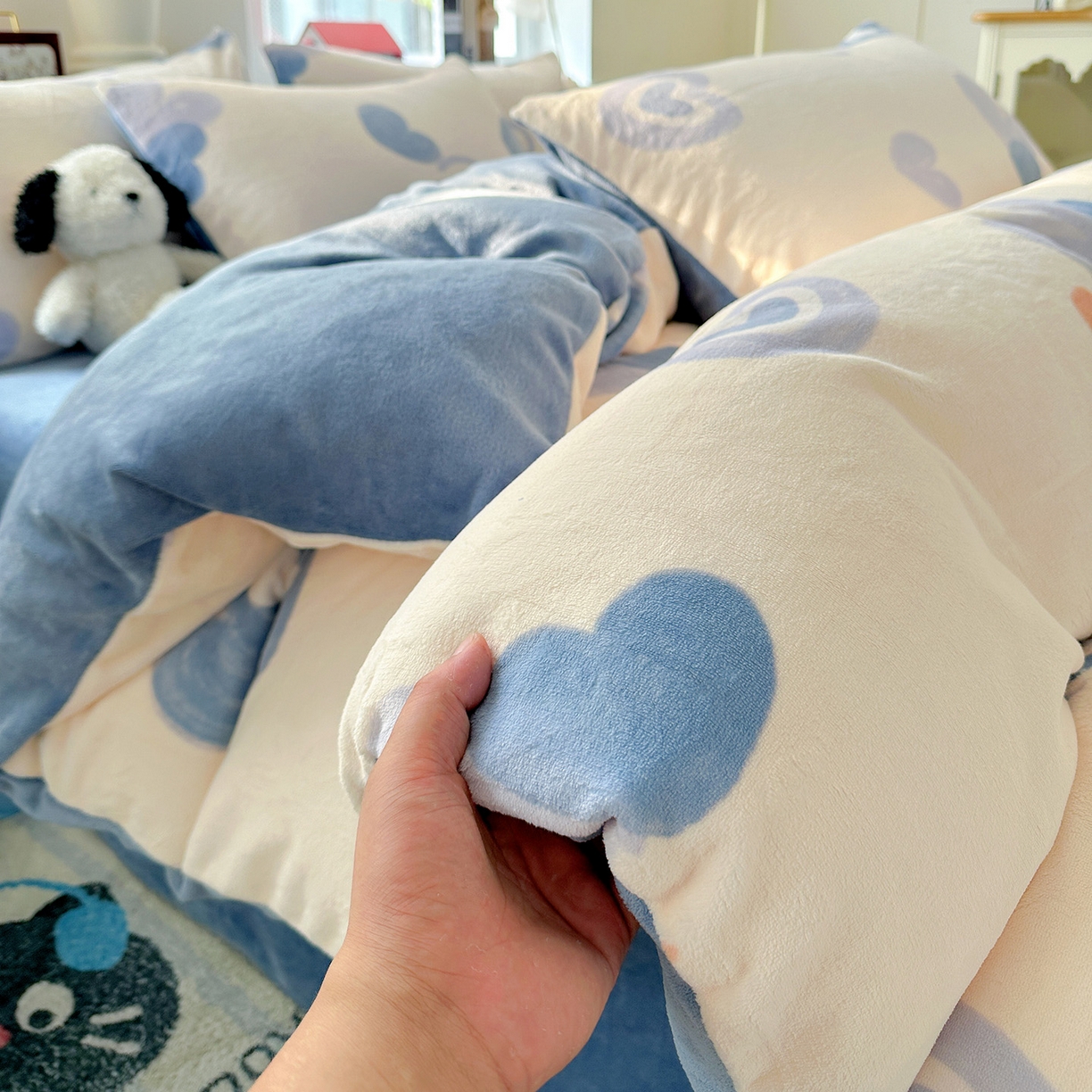 91家纺网 家纺一手货源 找家纺 水木坊 2025新款A加厚牛奶绒印花四件套-含买家秀 蜡笔心