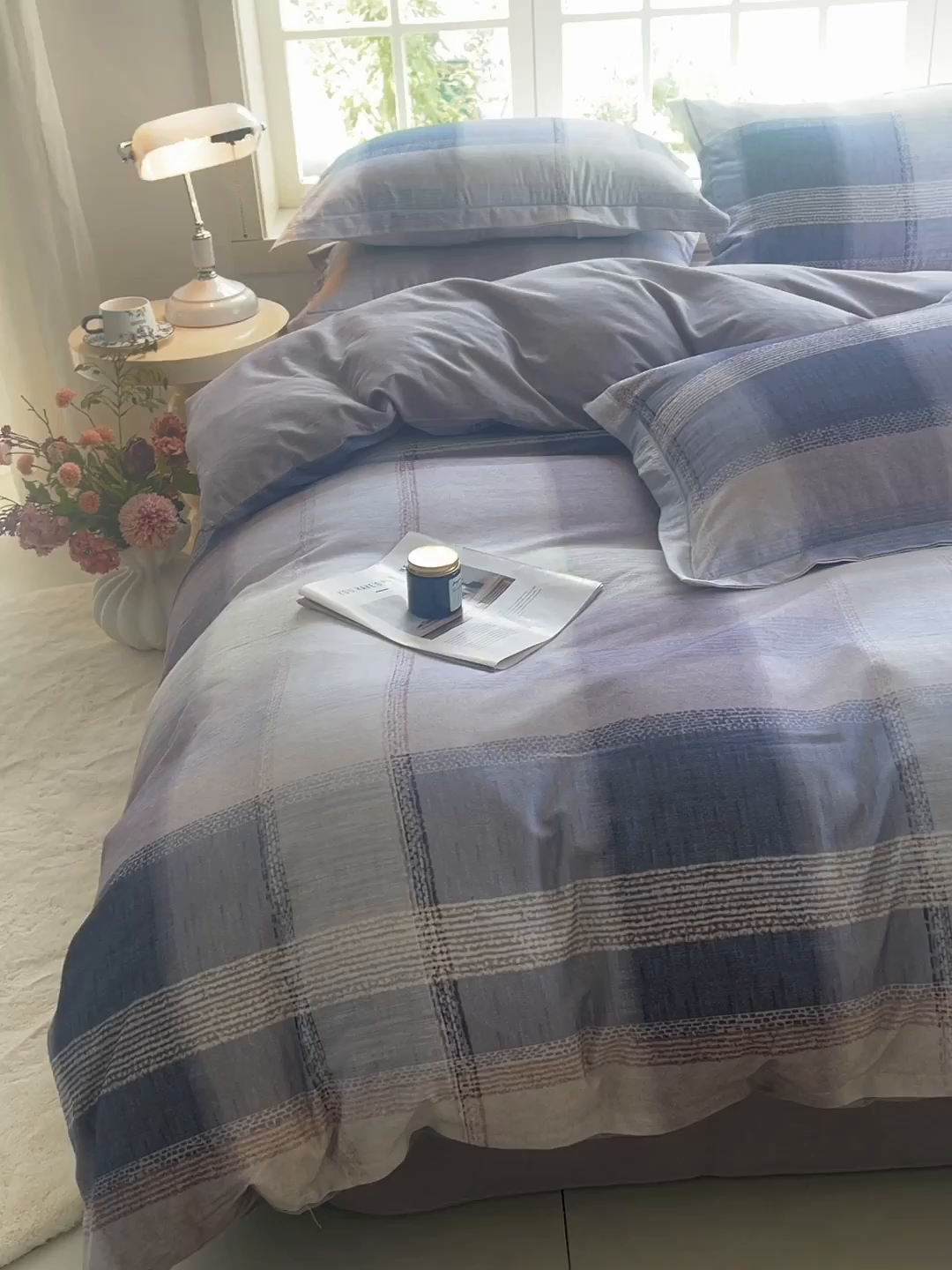 91家纺网 家纺一手货源 找家纺 董成龙家纺 2025新款全棉磨毛数码印花四件套 轻织漫冬-紫