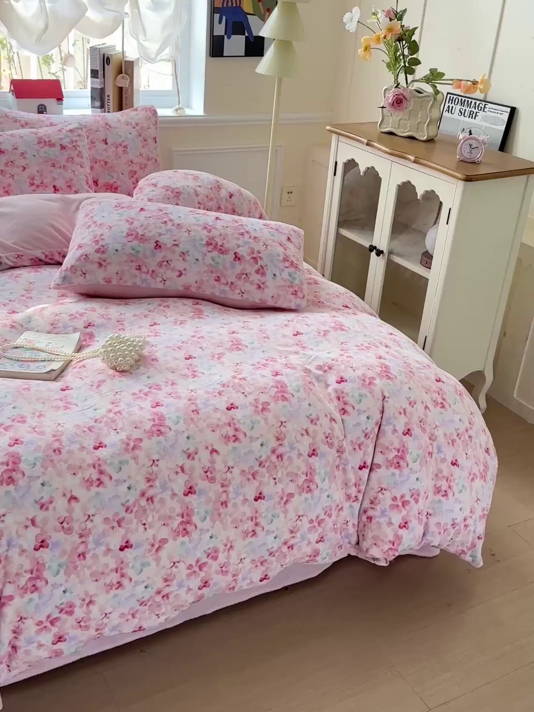 91家纺网 家纺一手货源 找家纺 水木坊 2025新款A加厚牛奶绒印花四件套-含买家秀 玫瑰粉黛