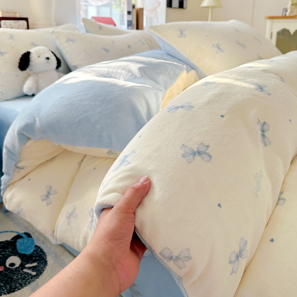 91家纺网 家纺一手货源 找家纺 水木坊 2025新款A加厚牛奶绒印花四件套-含买家秀 梦幻