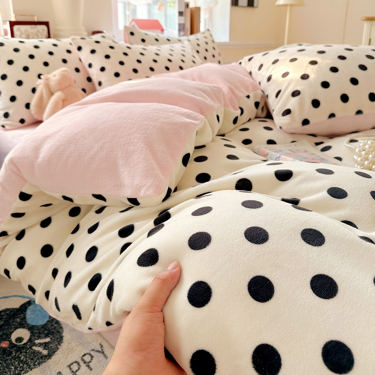 91家纺网 家纺一手货源 找家纺 水木坊 2025新款A加厚牛奶绒印花四件套-含买家秀 米珍珠