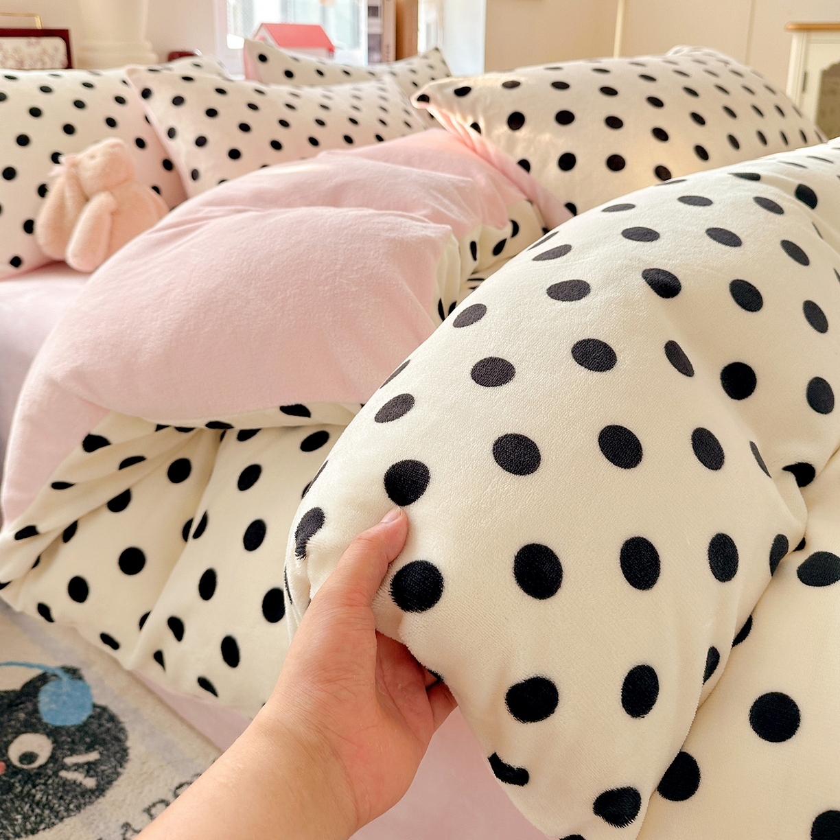 91家纺网 家纺一手货源 找家纺 水木坊 2025新款A加厚牛奶绒印花四件套-含买家秀 米珍珠