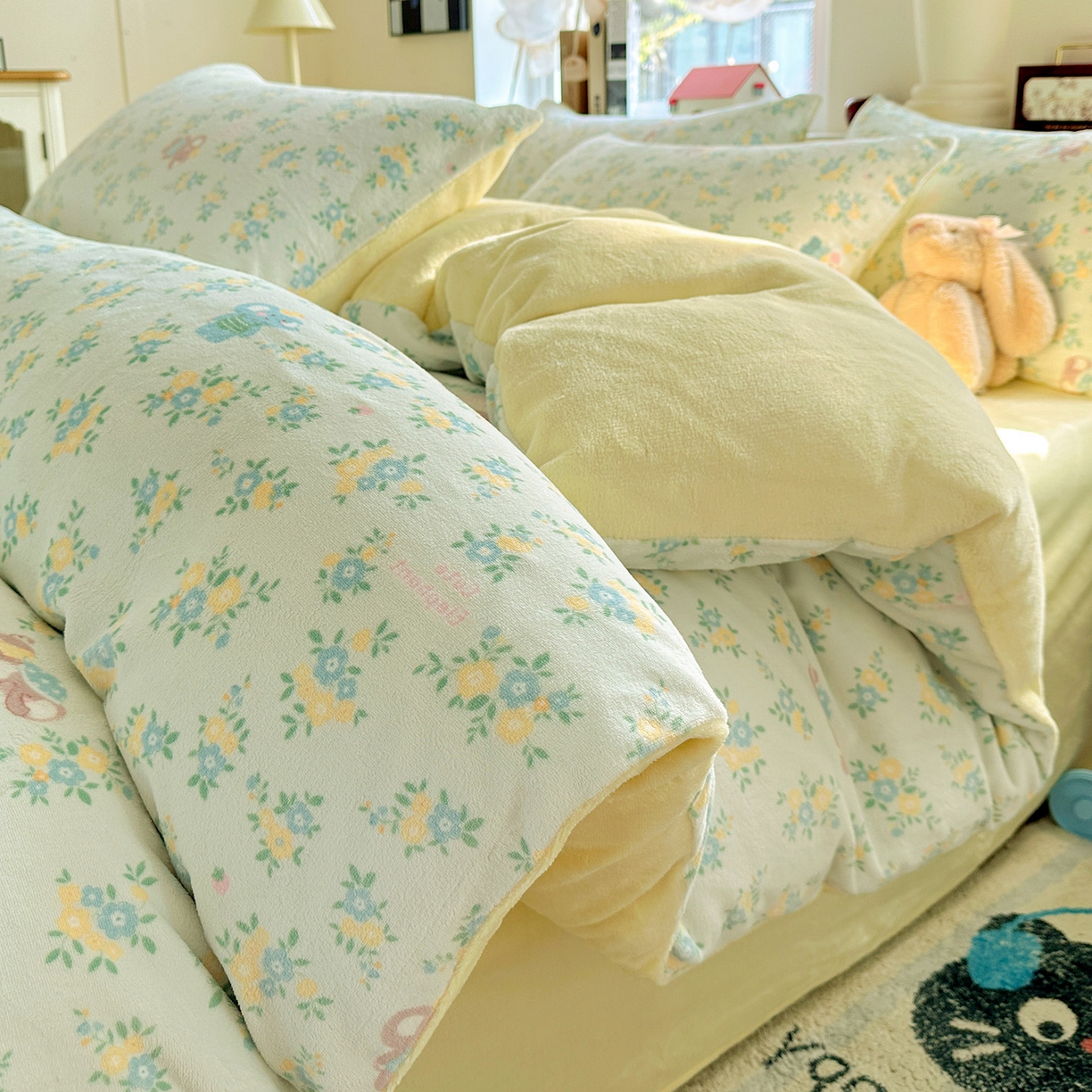 91家纺网 家纺一手货源 找家纺 水木坊 2025新款A加厚牛奶绒印花四件套-含买家秀 茉莉小象