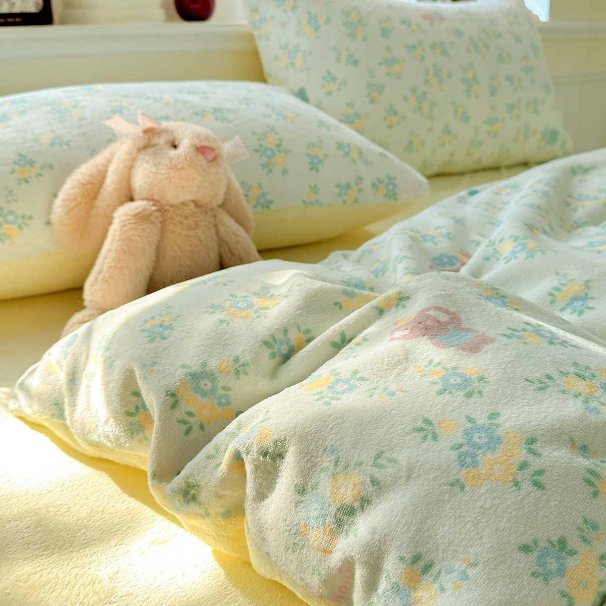 91家纺网 家纺一手货源 找家纺 水木坊 2025新款A加厚牛奶绒印花四件套-含买家秀 茉莉小象