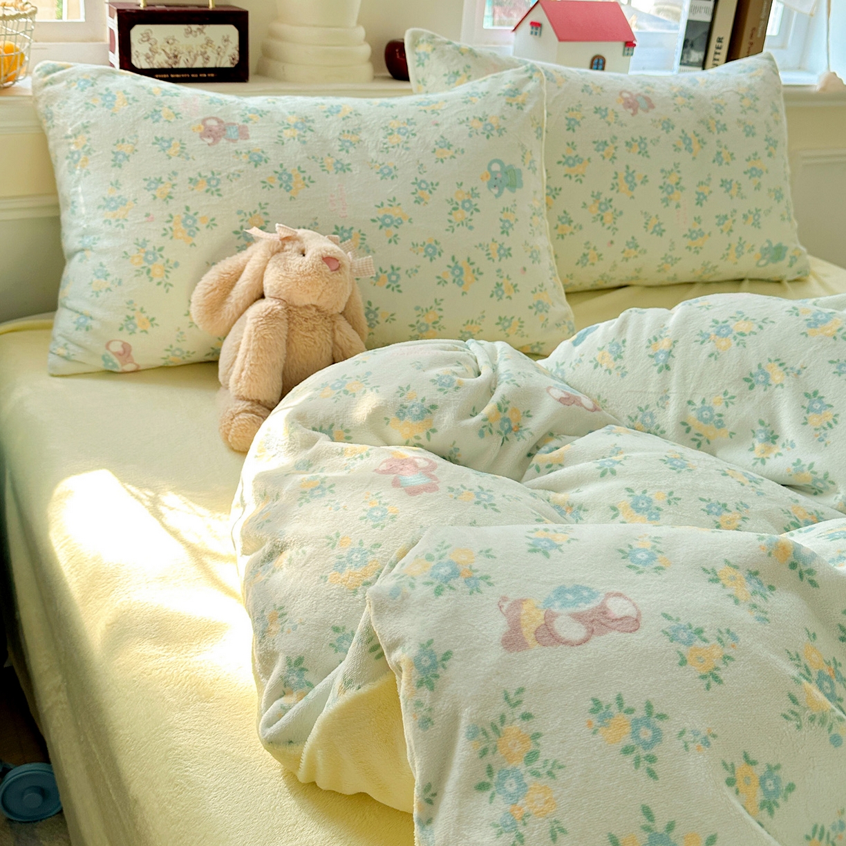 91家纺网 家纺一手货源 找家纺 水木坊 2025新款A加厚牛奶绒印花四件套-含买家秀 茉莉小象