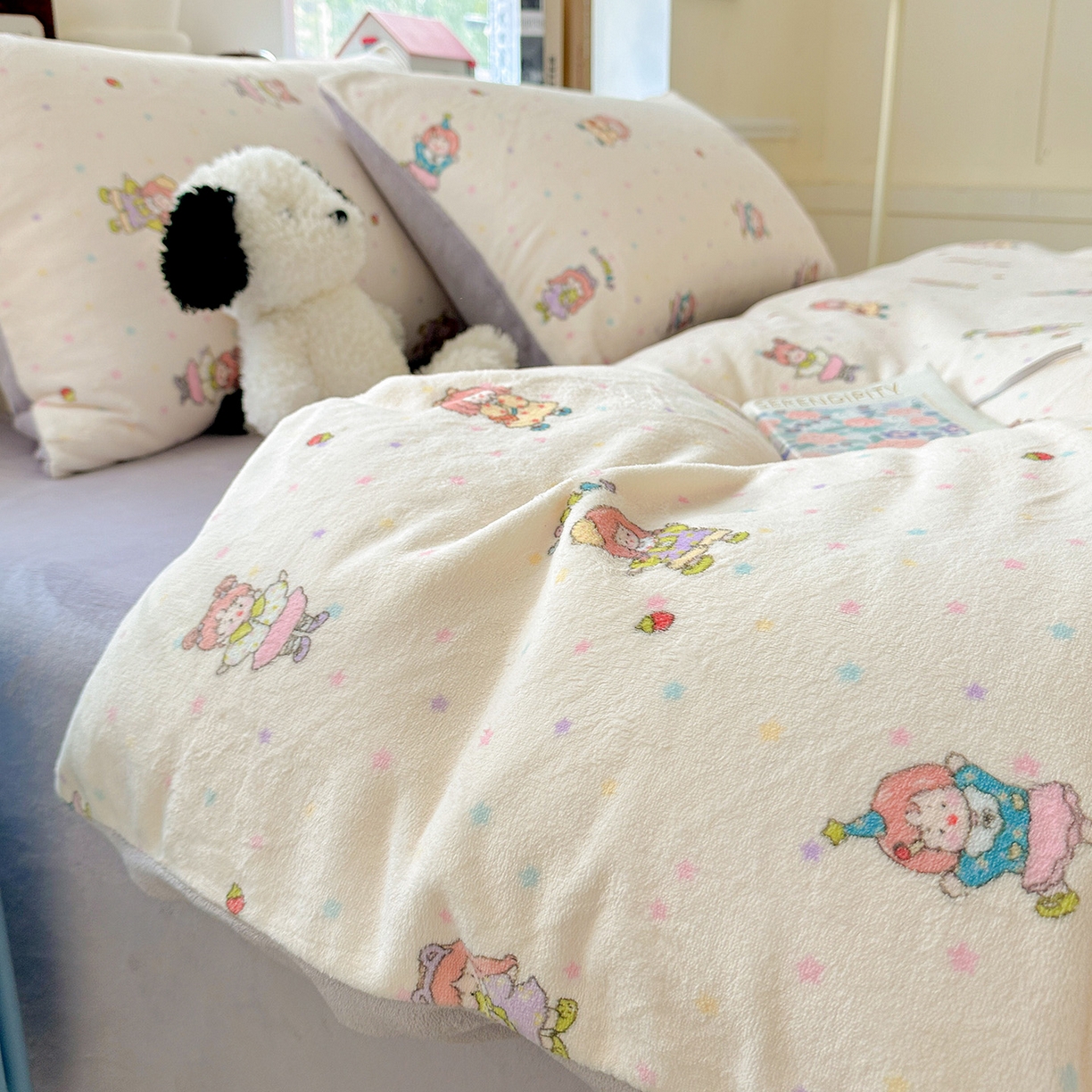 91家纺网 家纺一手货源 找家纺 水木坊 2025新款A加厚牛奶绒印花四件套-含买家秀 奶糖少女