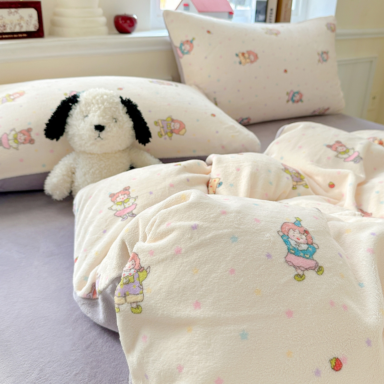 91家纺网 家纺一手货源 找家纺 水木坊 2025新款A加厚牛奶绒印花四件套-含买家秀 奶糖少女