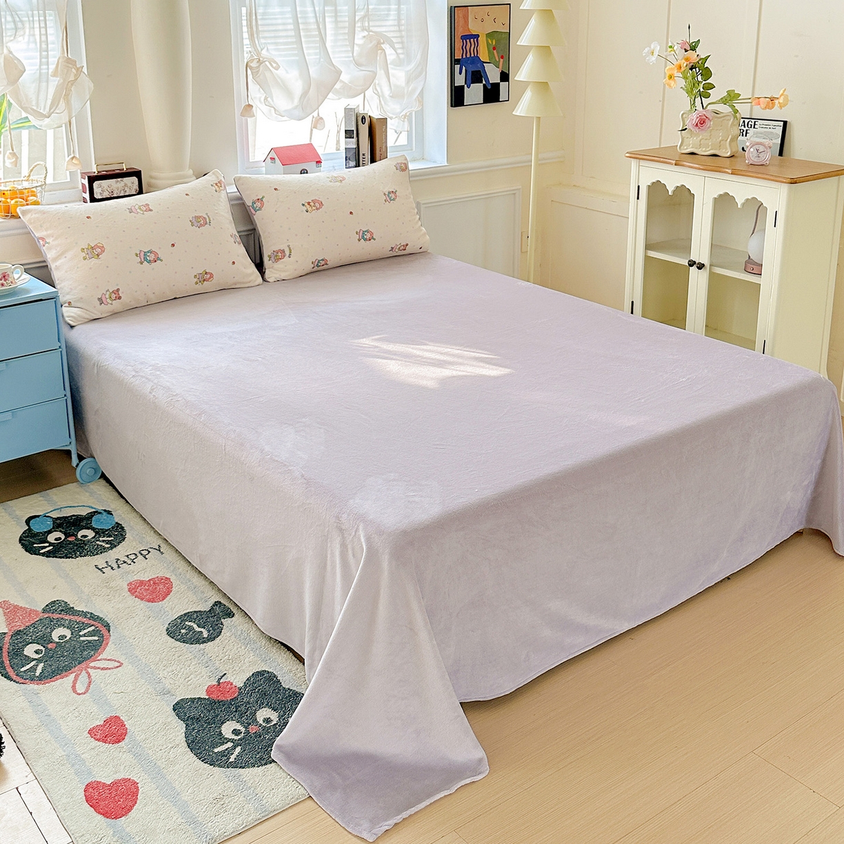 91家纺网 家纺一手货源 找家纺 水木坊 2025新款A加厚牛奶绒印花四件套-含买家秀 奶糖少女