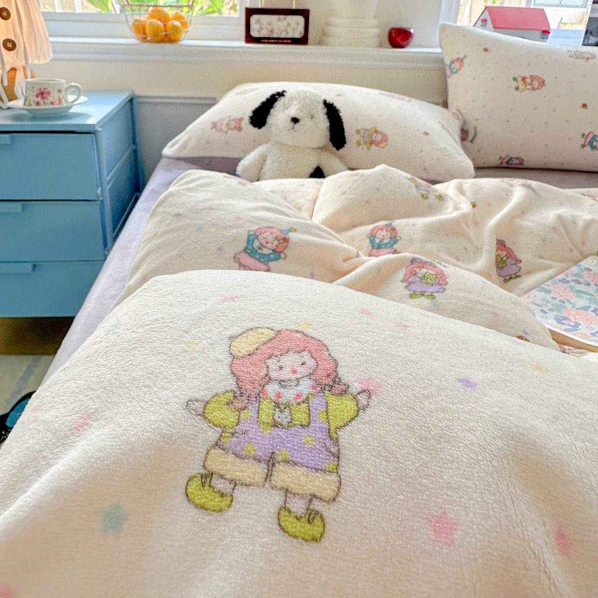 91家纺网 家纺一手货源 找家纺 水木坊 2025新款A加厚牛奶绒印花四件套-含买家秀 奶糖少女