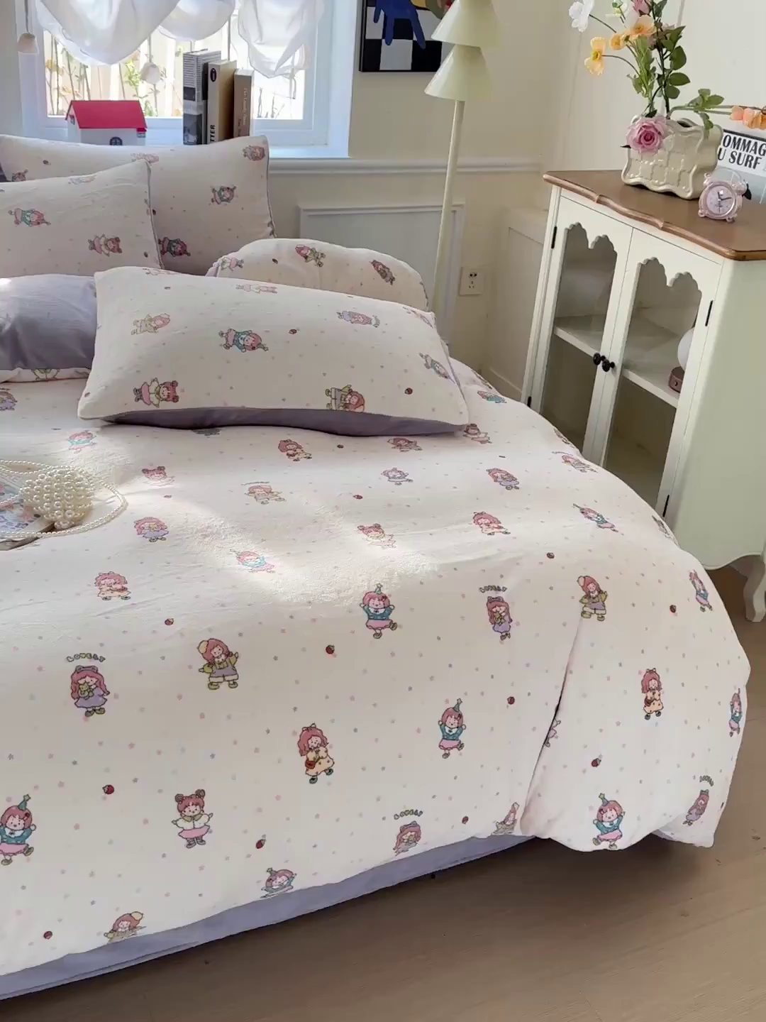 91家纺网 家纺一手货源 找家纺 水木坊 2025新款A加厚牛奶绒印花四件套-含买家秀 奶糖少女