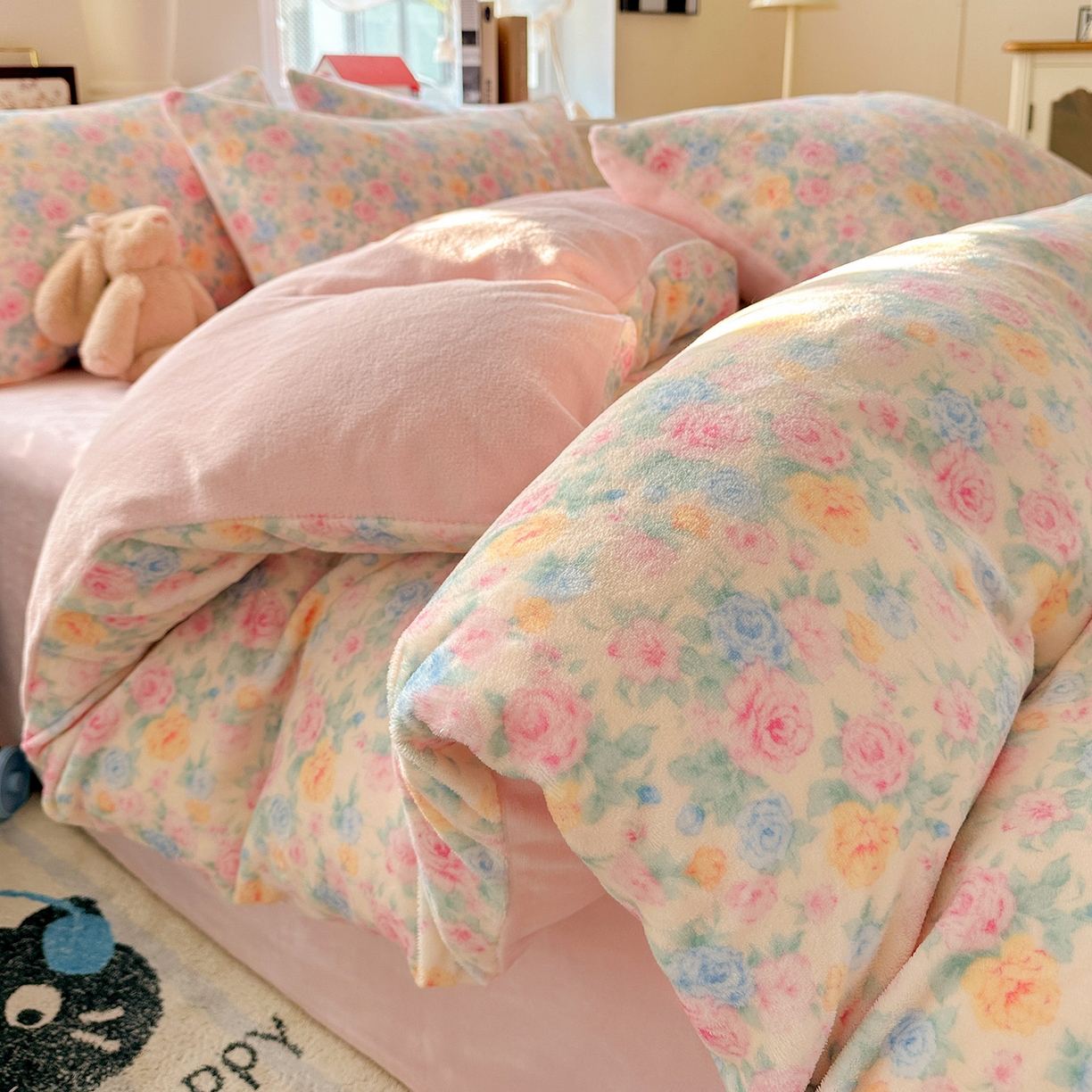 水木坊 2025新款A加厚牛奶绒印花四件套-含买家秀 蔷薇语