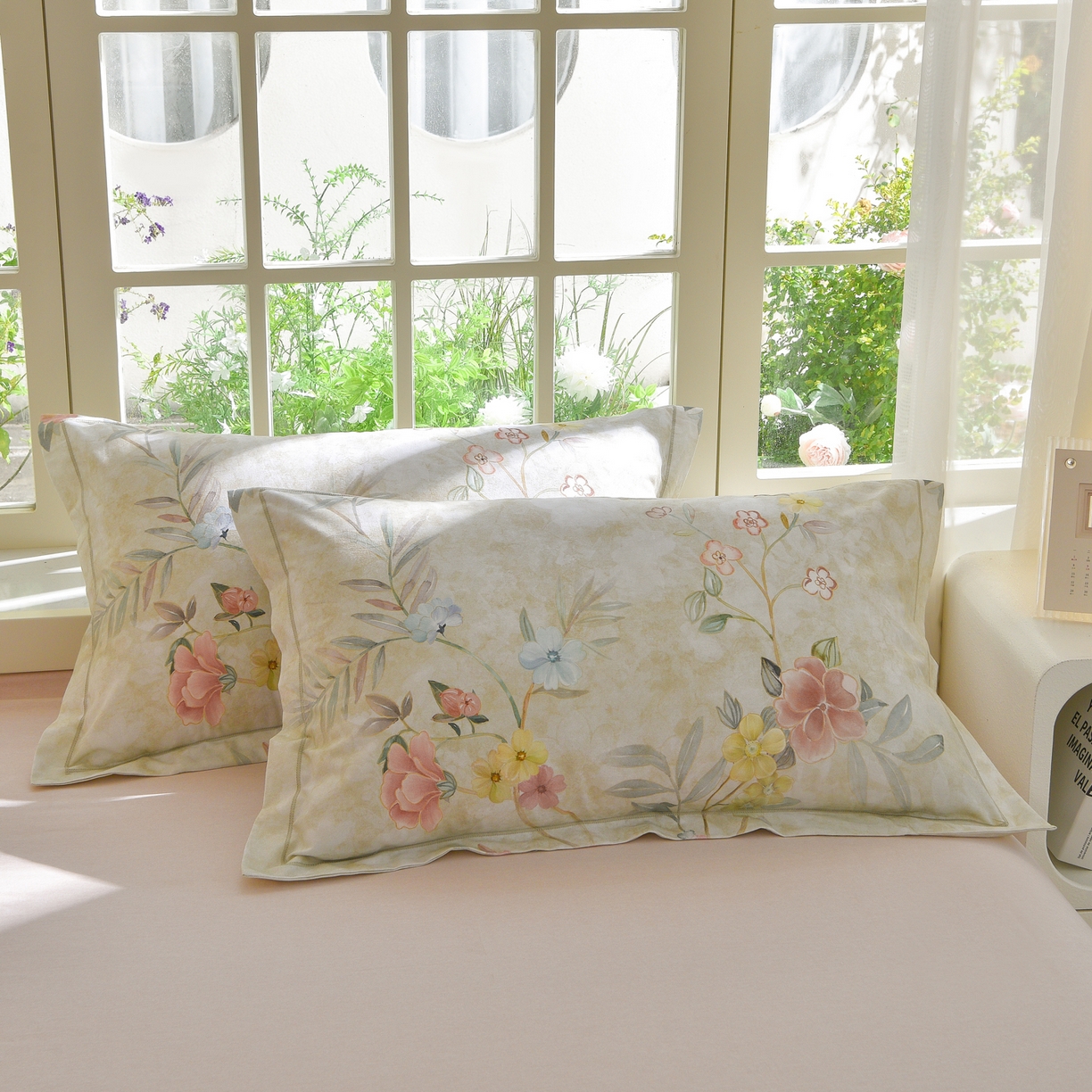 91家纺网 家纺一手货源 找家纺 董成龙家纺 2025新款全棉磨毛数码印花四件套 美伊-绿