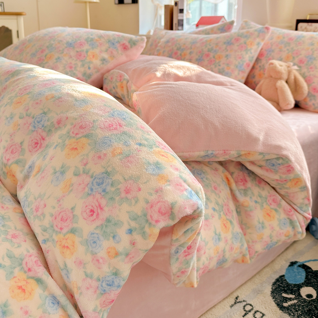 91家纺网 家纺一手货源 找家纺 水木坊 2025新款A加厚牛奶绒印花四件套-含买家秀 蔷薇语