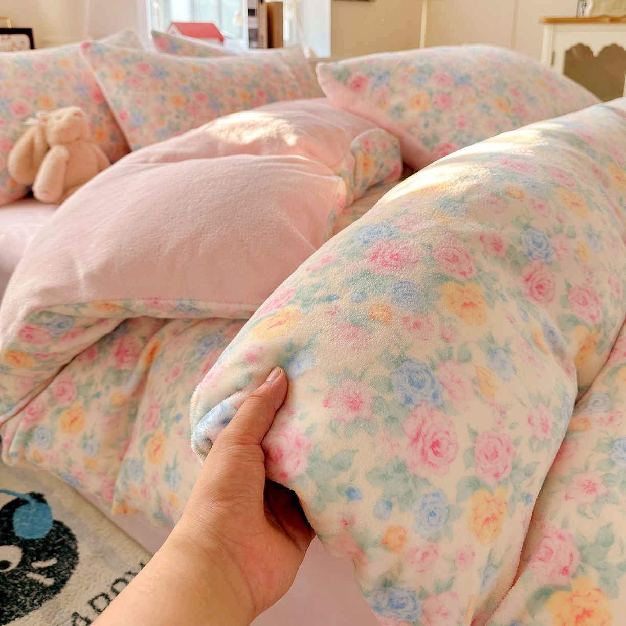 91家纺网 家纺一手货源 找家纺 水木坊 2025新款A加厚牛奶绒印花四件套-含买家秀 蔷薇语